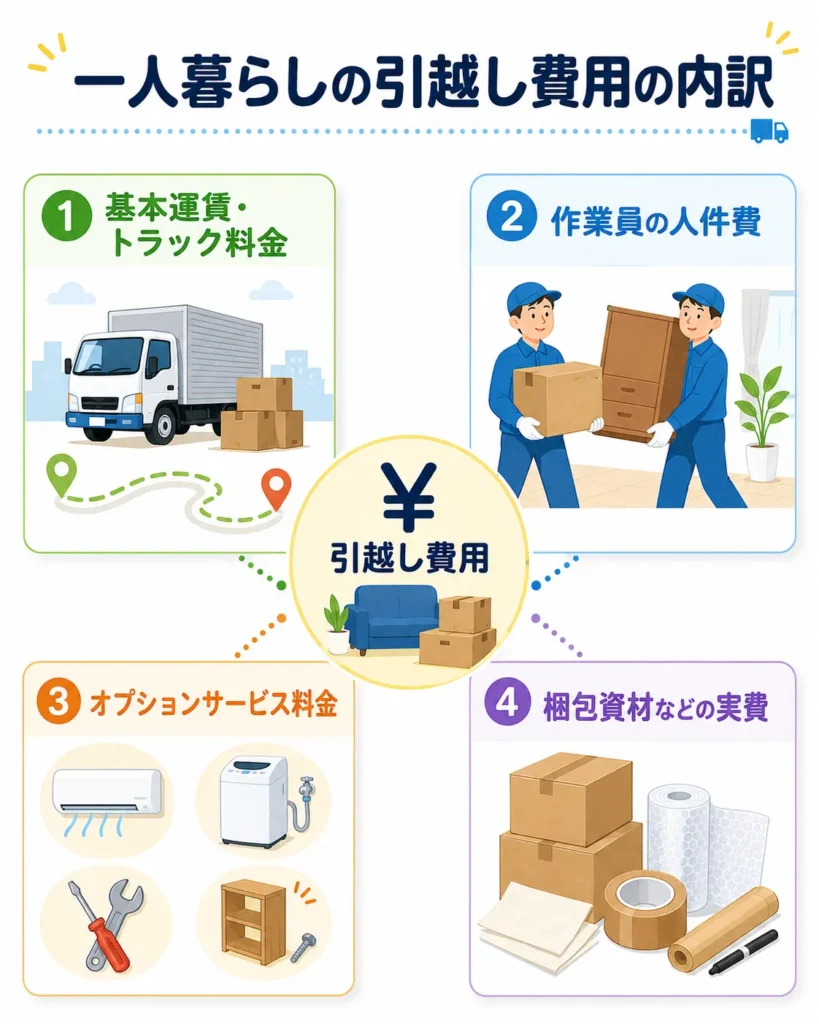 一人暮らしの引越し費用の内訳
