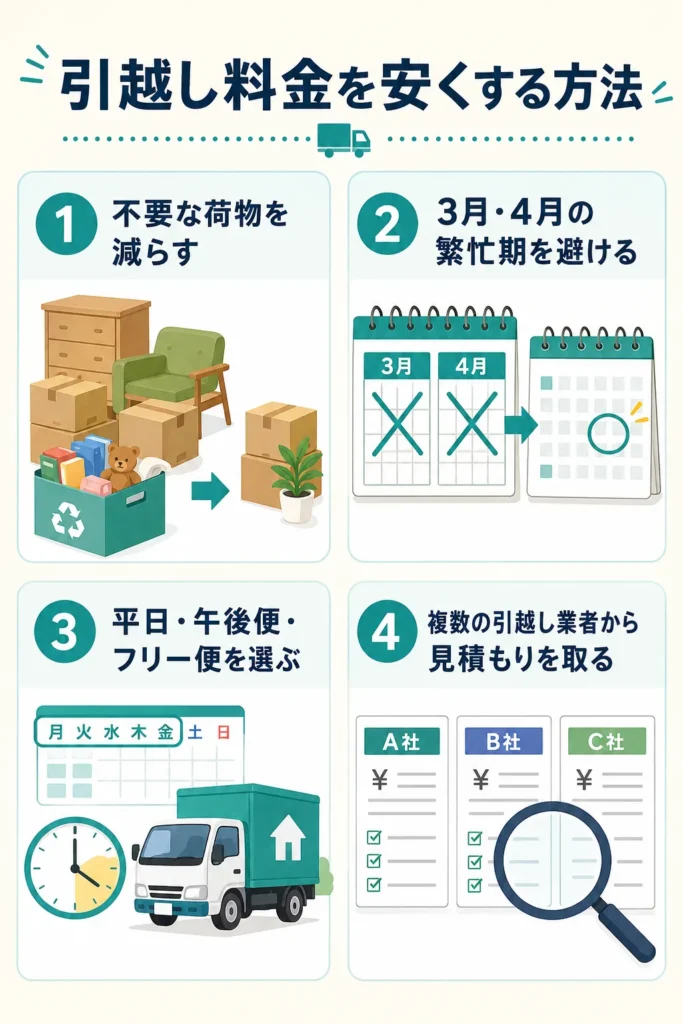 引越し料金を安くする方法