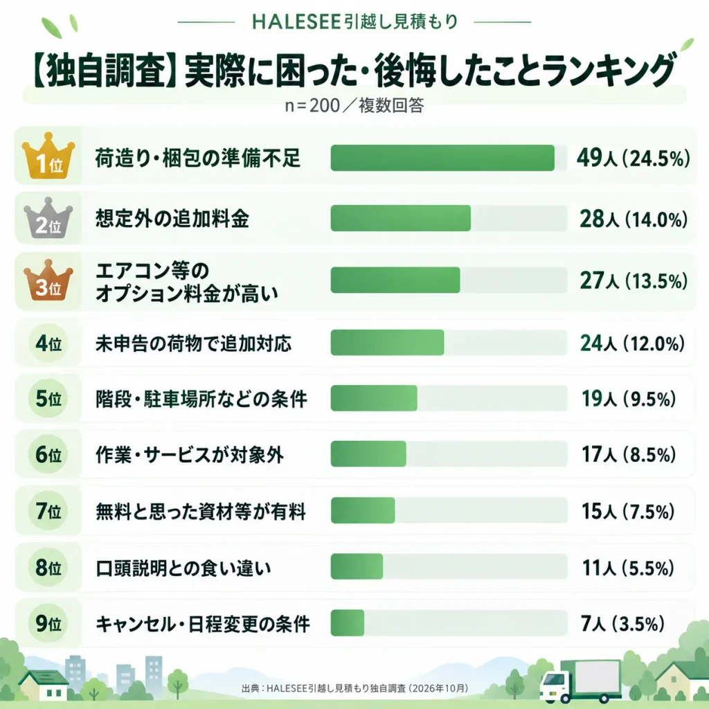 【独自調査】引越し見積もりで76%が困った・後悔した経験あり