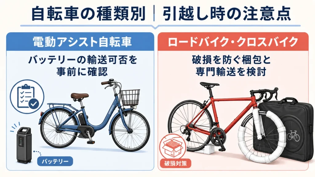 自転車の種類によって変わる、引越し時の注意点