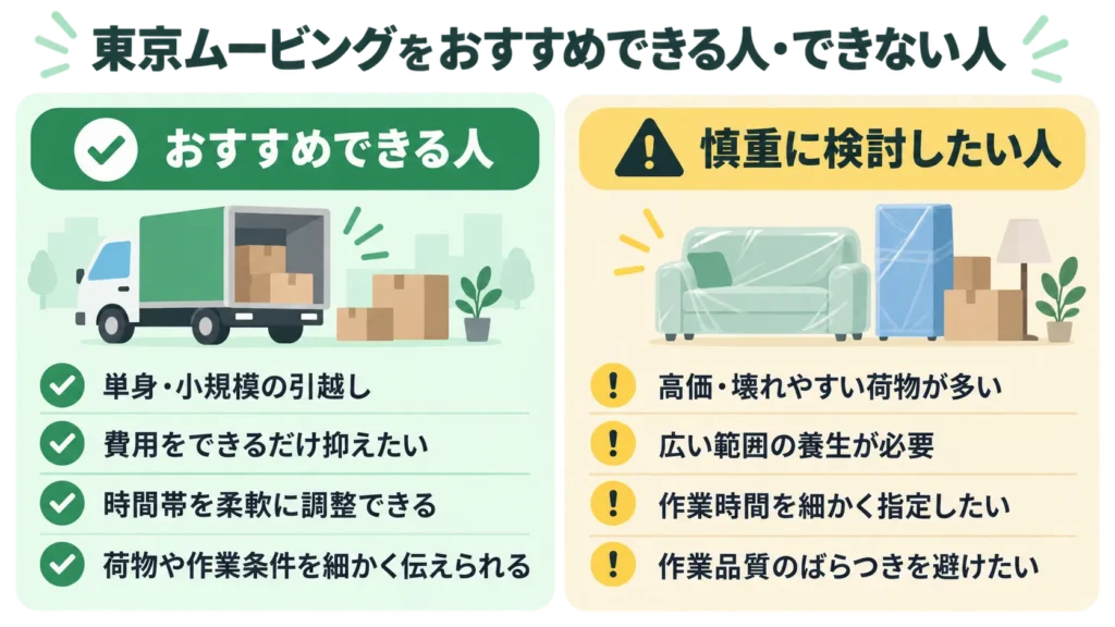 東京ムービングをおすすめできる人・できない人