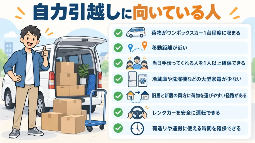 自分で引越しできるかは「荷物・距離・協力者」で判断する